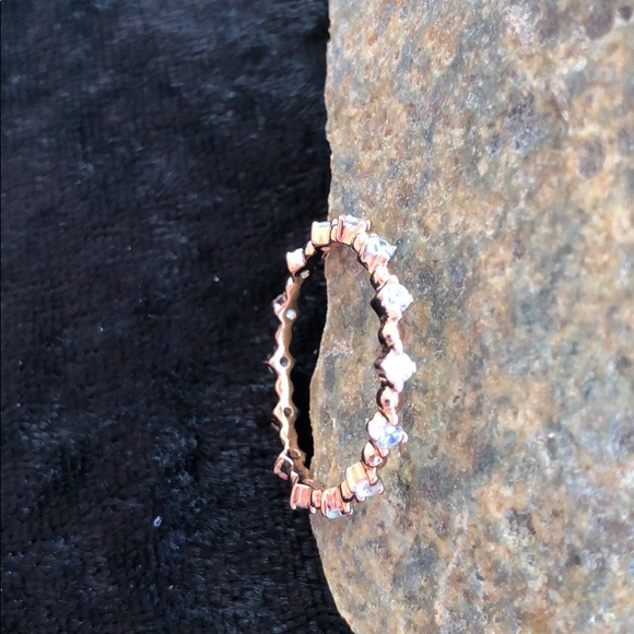 14k Rose Gold Eternity CZ Ring - Picture 3 of 8